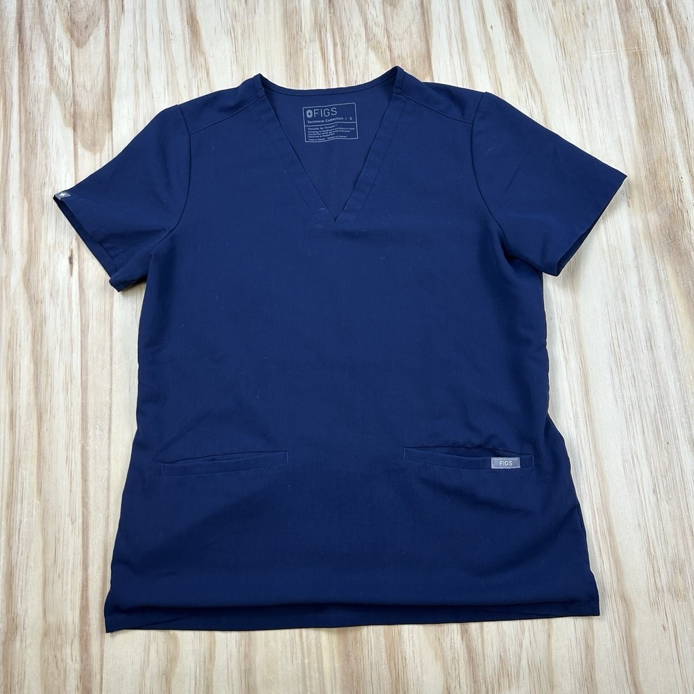 FIGS Technical Collection Women's Small Navy Blue V-Neck Short Sleeve Scrub Top